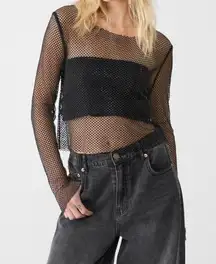 #24 Windsor Sparkly Mesh Top in Black