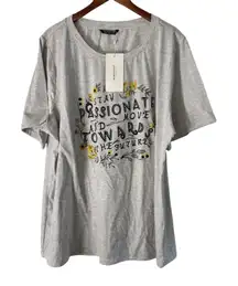 Bloomchic Graphic T-Shirt Top Floral Print Slogan Tee Plus Size 22-24