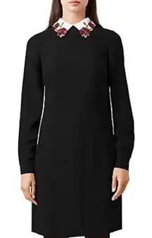 Hobbs London Theodora Black Dress with Detachable Floral Collar