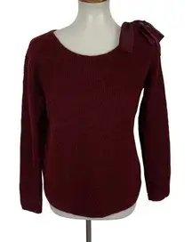 Sézane Sweater Small Maroon Mohair Alpaca Blend Bow Shoulder
