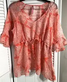 Cinnamon Multipatterned Orange Blouse Top