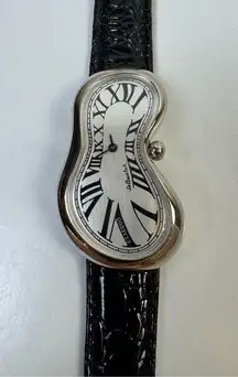 Salvador Dali Exaequo SoftWatch 92008 Silver Melting Clock Leather Rare Watch