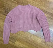 Romeo + Juliet Couture Knit Sweater Womens Size Small Cropped‎ Raw Hem Long Pink