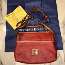 Dooney & Bourke NEW  Pebble Leather Ginger Pouchette Crossbody Shoulder Bag Wine