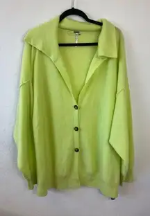 Free People Cashmere Swim Too Deep Cardigan NWOT size Small, Lime Green