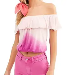 Free People  Cora Off The Shoulder Pink Ombré Top NWT