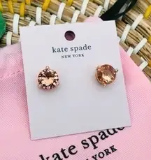 Kate Spade Peach Round Stud Earrings Sparkle Crystal Studs NWT