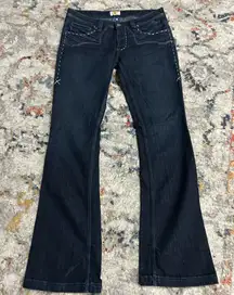 Antik Denim Jeans Women's Size 30/34 Distressed Embroidered Bootcut Flare