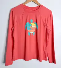 NWOT Life is Good Women’s Long Sleeves Rash Guard Wavy Turtle UPF 50+ Swim Shirt