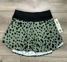 High Rise Green Black Printed Tennis Skirt Size Medium