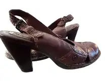 Born Brown Leather Closed Toe Slingback Pump Heels Size 8M