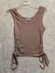 Love Fire Ruched Drawstring Tank Top Ribbed Knit Mauve M/M Casual Summer
