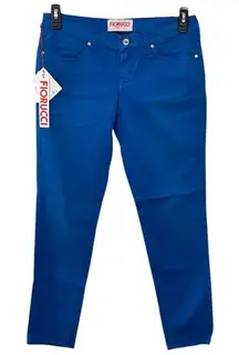 NWT Fiorucci Royal Cobalt Blue Cotton Low Rise Skinny‎ Pants Trousers Size 31