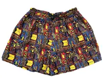 Vintage Live In Color 100% Cotton Baggy Abstract Bermuda Shorts