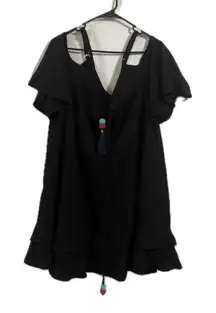 Torrid Black and Pink‎ Babydoll Mini Dress with Flutter Sleeves