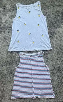 Loft XS Sleeveless Tank Bundle - Lemons & Red/White/Blue Stripe