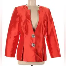 Vintage 80s  Evening Suit Jacket Red-Orange with Sparkly Snap Buttons 8