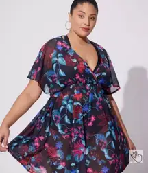 NEW TORRID Mystical Forest Floral Mini Dress Fairy Dark Goth Rose Vampire Flirty