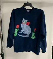 Fruit of the Loom Vintage  Cat Appliqué Sweatshirt Size L