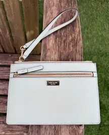 Kate Spade Newbury Lane Mint Seafoam Green Leather Wristlet Wallet Card Holder H