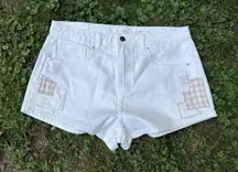 Cleo + Wolf White‎ Denim High Rise Shorts Patched Distressed Womens Size 31