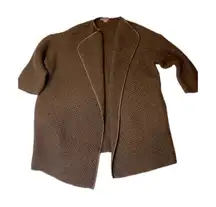 Vince Yak Wool Blend Textured Knit Open Front Duster Cardigan Sweater M