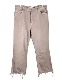 Vervet Pastel Pink Denim Raw Distressed Crop Hem Flare Jeans 32 T5671CR Baby