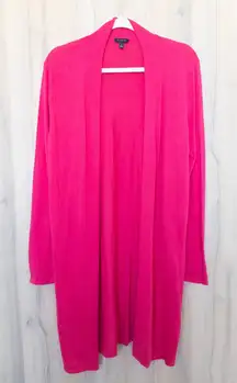 Talbots Womens Open Front Cardigan Sweater Size M Pink Preppy Classic Office