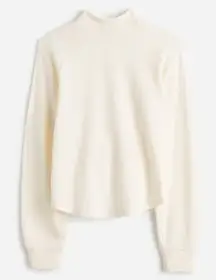 Madewell Tops Womens Waffle-Knit Long-Sleeve Crewneck Tee Ivory‎ Size M NEW