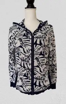 Tommy Bahama Blue & White Cardigan/Sweater with a Hood & Zipper, Sz S