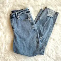 Hollister Light Wash Ultra High Rise Ripped Distressed Mom Jeans Size 27