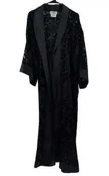 VALENTINO Intimo Vintage Robe SZ Petite Neiman Marcus Blk Burnout No Belt Velvet