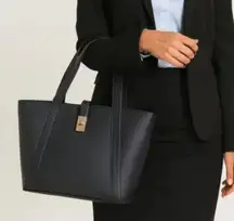 NWOT Anne Klein Tote Handbag Purse Faux Leather Black Career 16x11x6