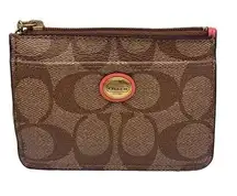 Coach  Brown Signature Coated Canvas Card Holder