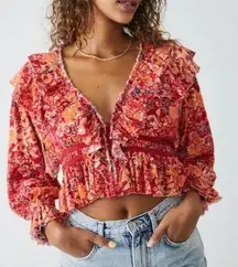 Free People Rudi Ruffle Peplum Crop Top