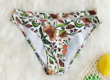 Cupshe Orange Green White Floral Bikini Bottom