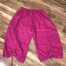 Bryn Walker Wide Leg Pull On Pants 3X Hot Pink Ruched