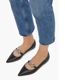 JustFab Alexa Pointed Toe Flat Size 8 Silver. Reg $59.95