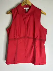 loft outlet‎ sleeveless Collar Button Down Lace Detail Pink CP0363