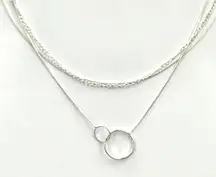 Circle Silver Triple Chain‎ Link Dainty Fashion Jewelry Necklace JB2-44
