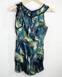 I.N. San Francisco Multi-Color Tie Shoulder Sleeveless Blouse Women's Size Small