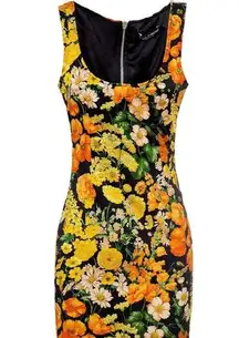 Dolce & Gabbana  Silk Black Orange Floral Mini Dress Size 38 / Medium