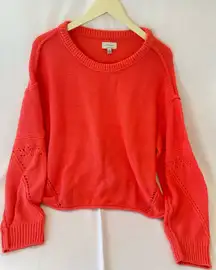 Lucky brand women’s size large bright coral crewneck sweater