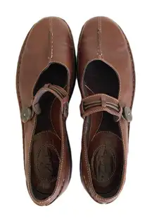 Clarks Brown Leather Split Toe Mary Jane Buckle Strap Womens Boho Shoes Sz 8.5 M