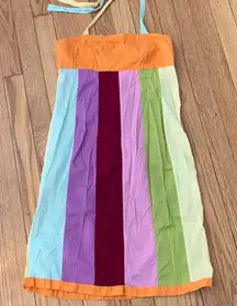 Women’s Original Penguin sleeveless halter dress multicolor boho 100% cotton 4