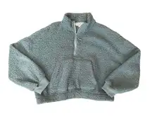 Hippie Rose 1/2 Zip Sherpa Cropped Sweatshirt. Size Large.