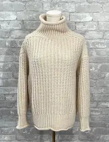 Vici Cream Ribbed Knit Cowlneck Sweater