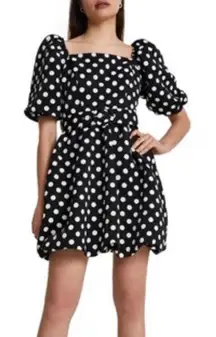 River Island Black And‎ White Polka Dot Belted Dress Size 6