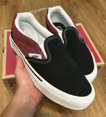 VANS knu black burgundy suede slip on shoes sneakers women’s 9 new