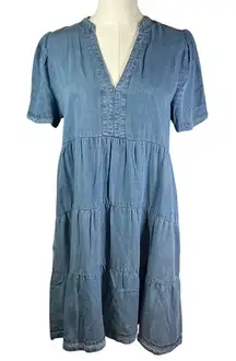 Velvet Heart Denim Dress Women's‎ Small Tiered Mini Short Sleeve Casual Blue New